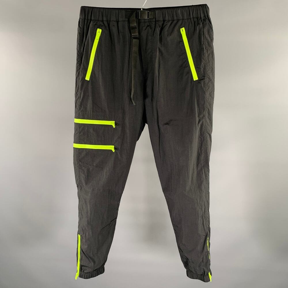STAMPD Size M Black Green Nylon Joggers Casual Pants